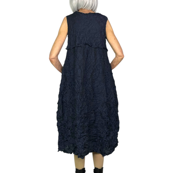 MIXED GINGHAM CRINKLE PLEAT DRESS