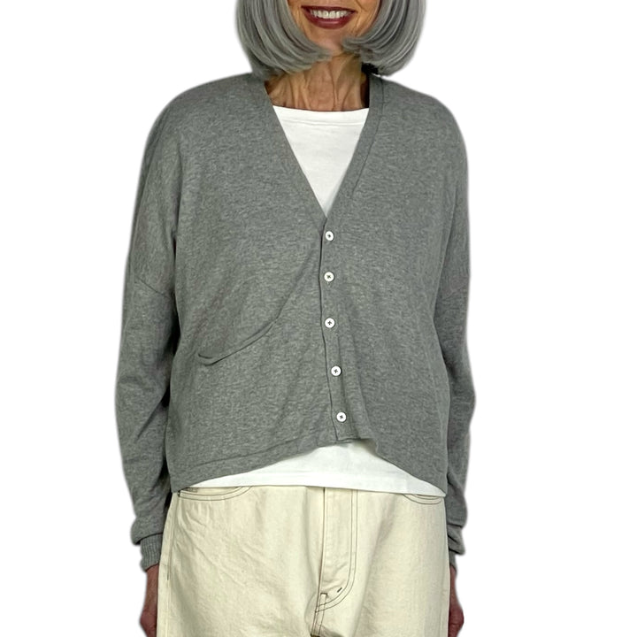 PLAIN KNIT COTTON CARDIGAN