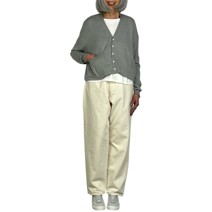 PLAIN KNIT COTTON CARDIGAN
