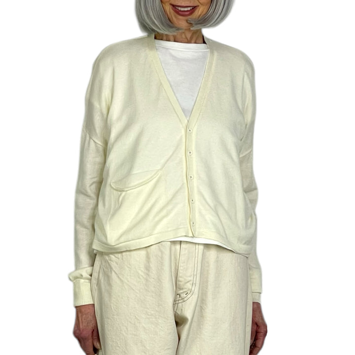 PLAIN KNIT COTTON CARDIGAN