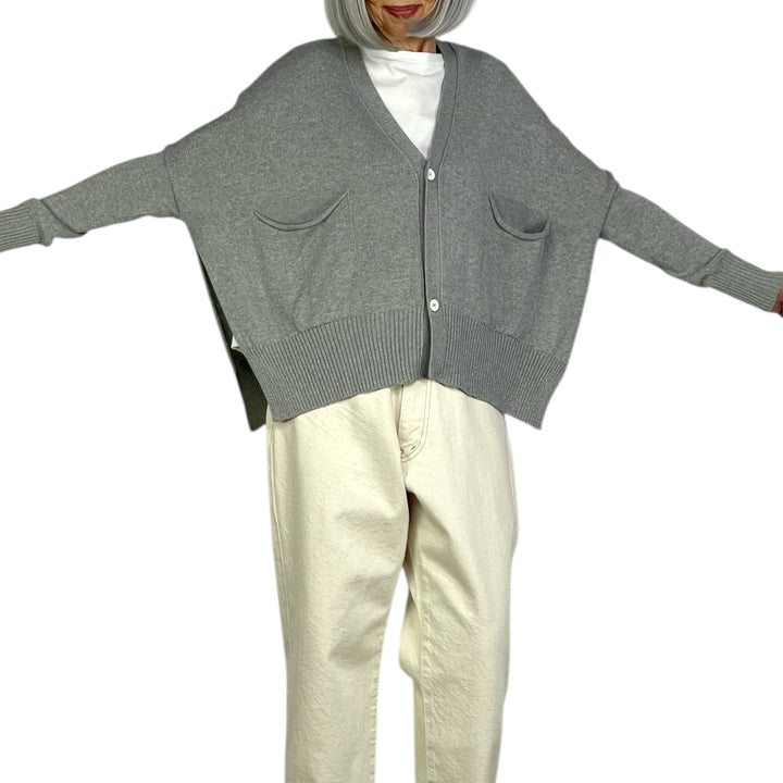 SIDE SLIT COTTON CARDIGAN