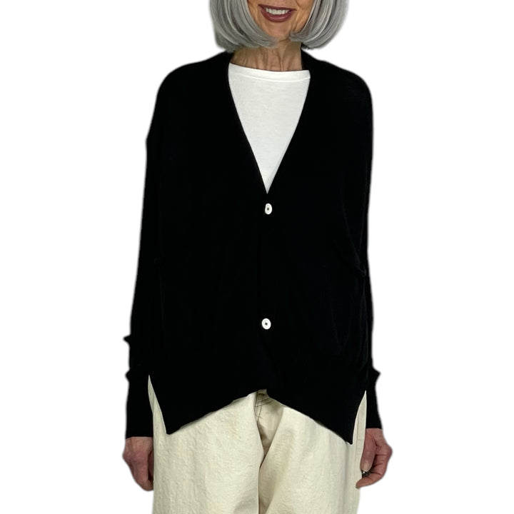 SIDE SLIT COTTON CARDIGAN