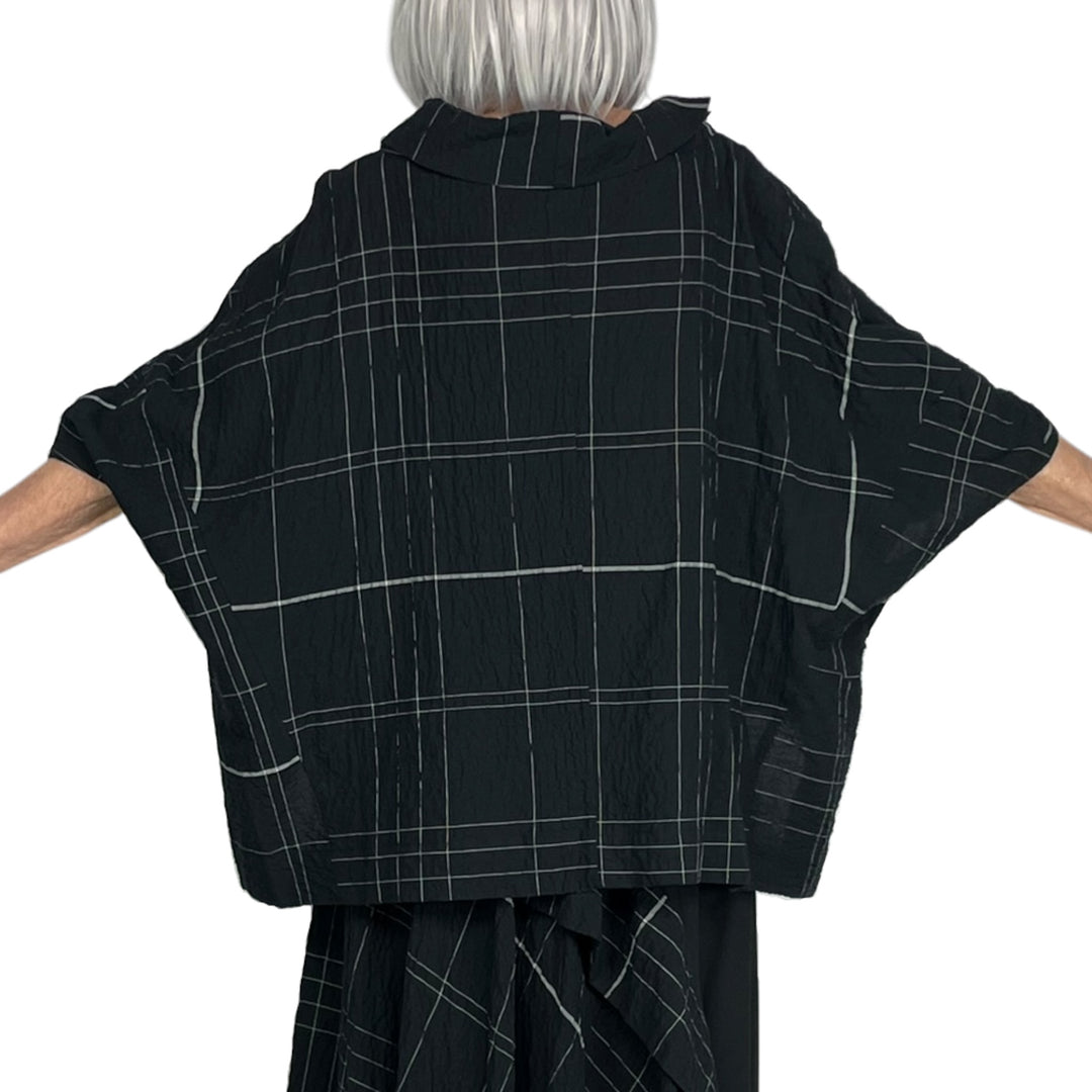 WINDOWPANE COWL NECK TOP