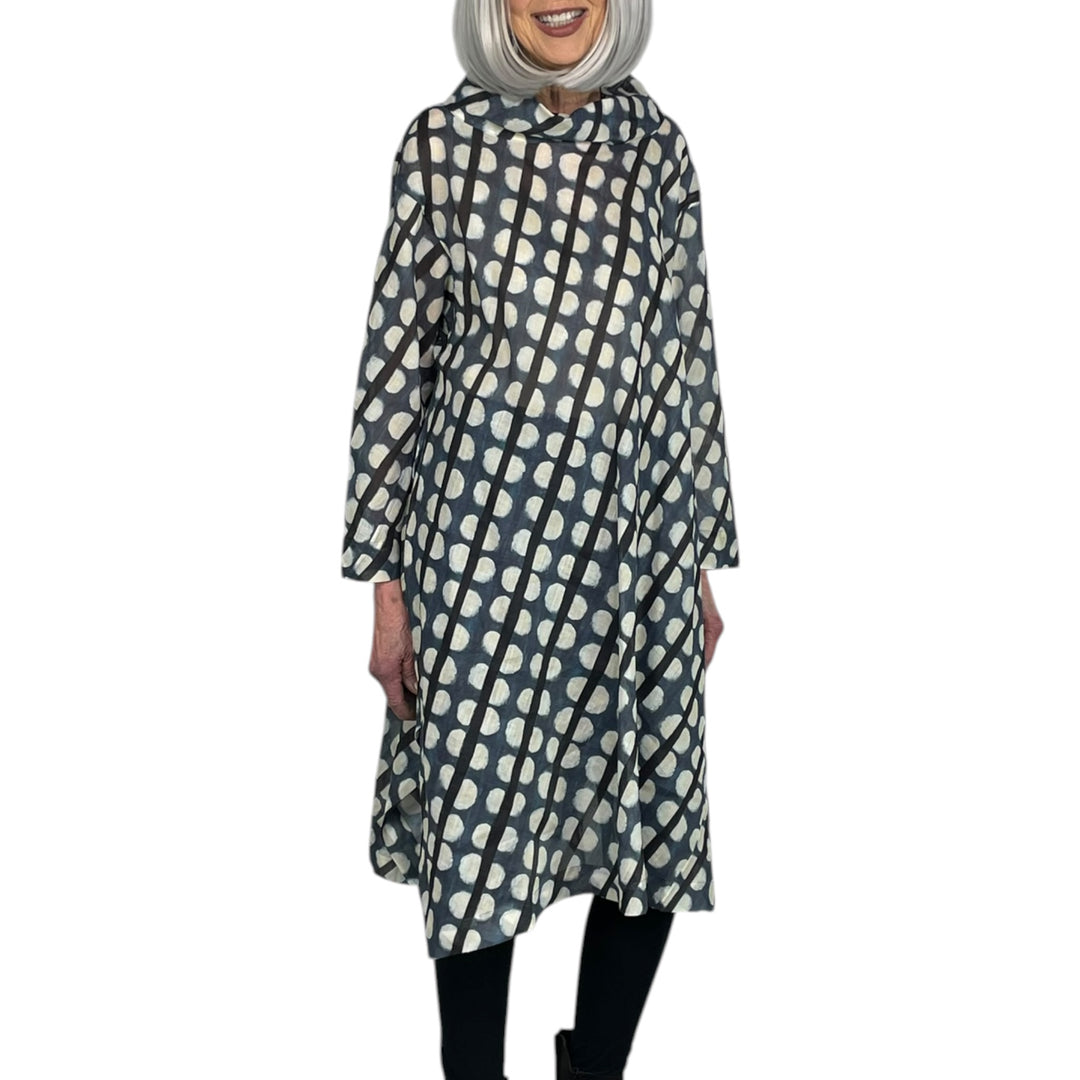 SHEER DOT/STRIPE PRINT DRESS