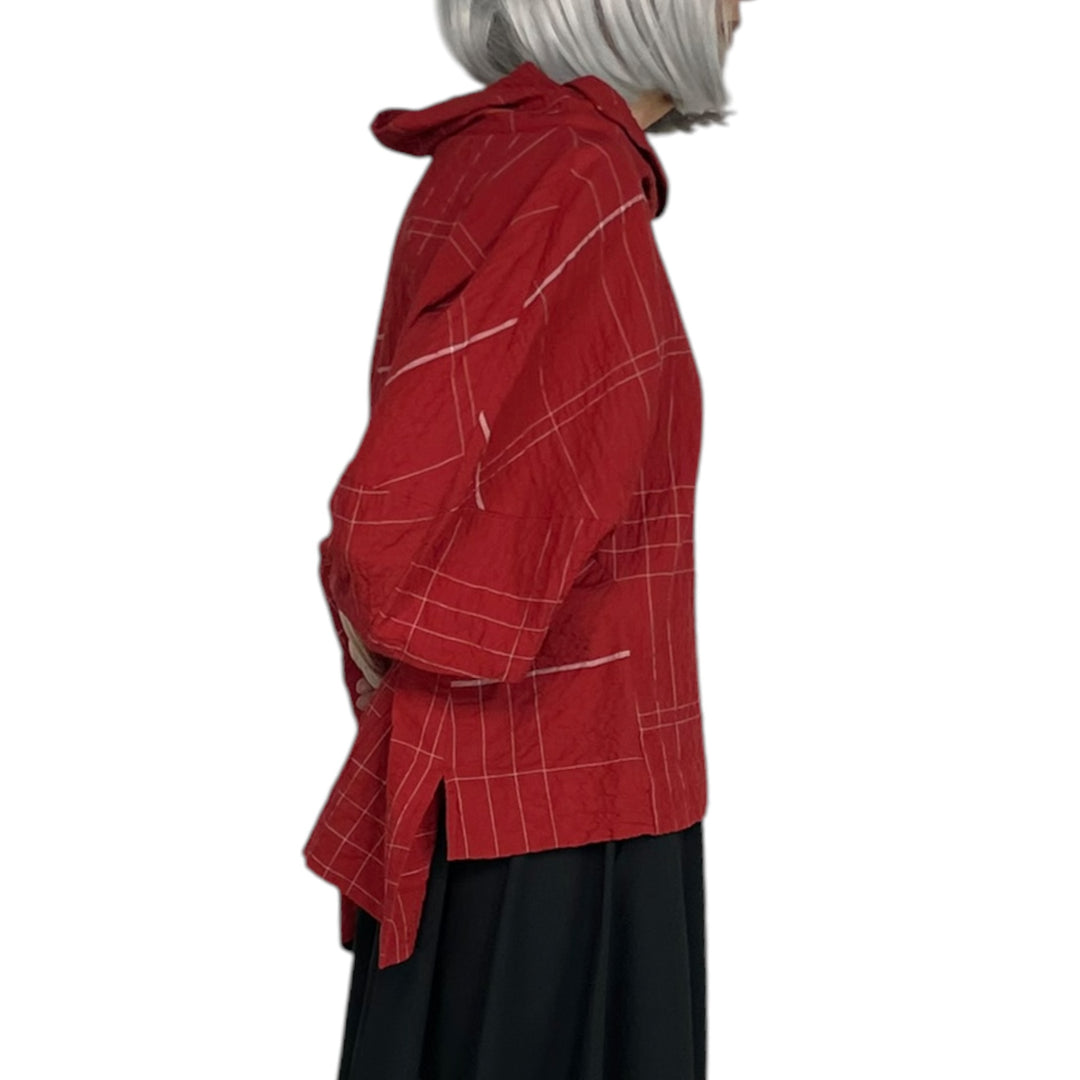 WINDOWPANE COWL NECK TOP