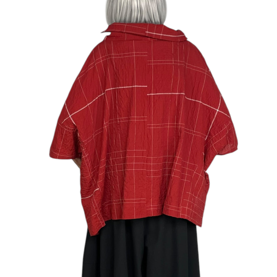 WINDOWPANE COWL NECK TOP