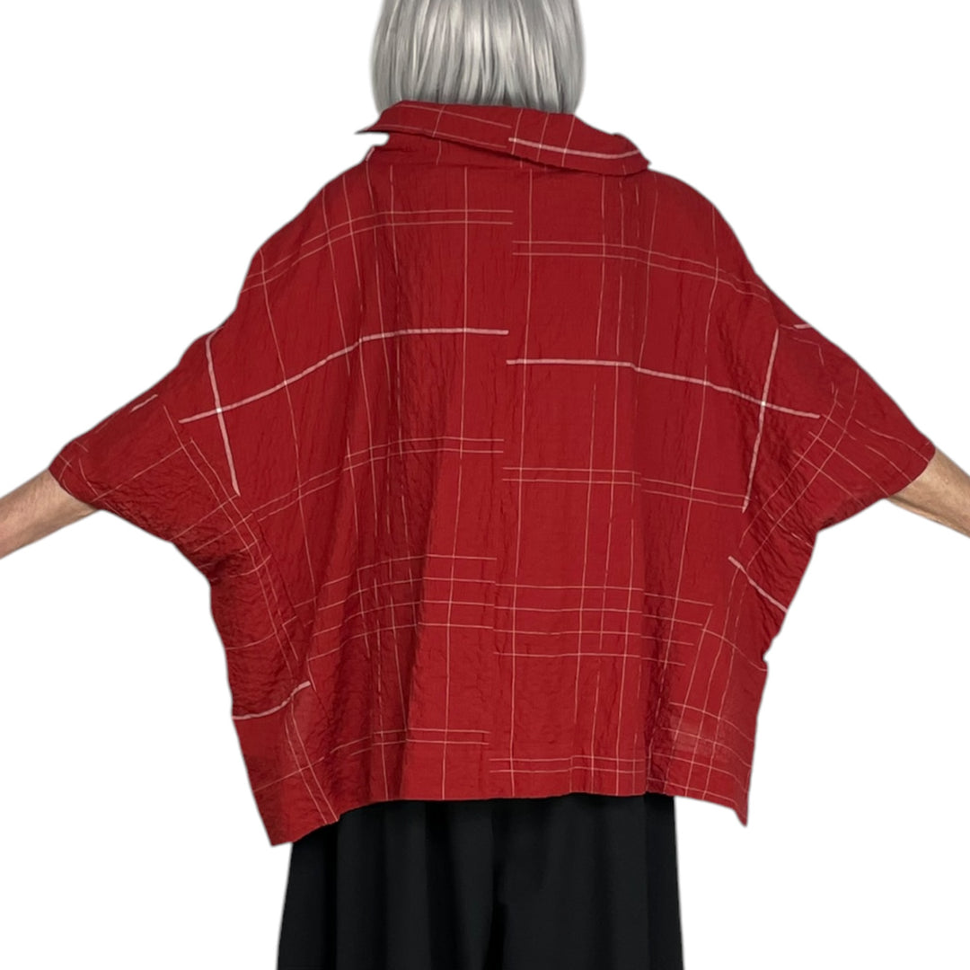 WINDOWPANE COWL NECK TOP