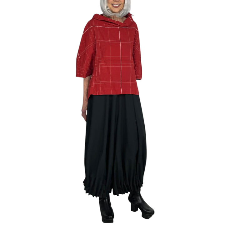 WINDOWPANE COWL NECK TOP