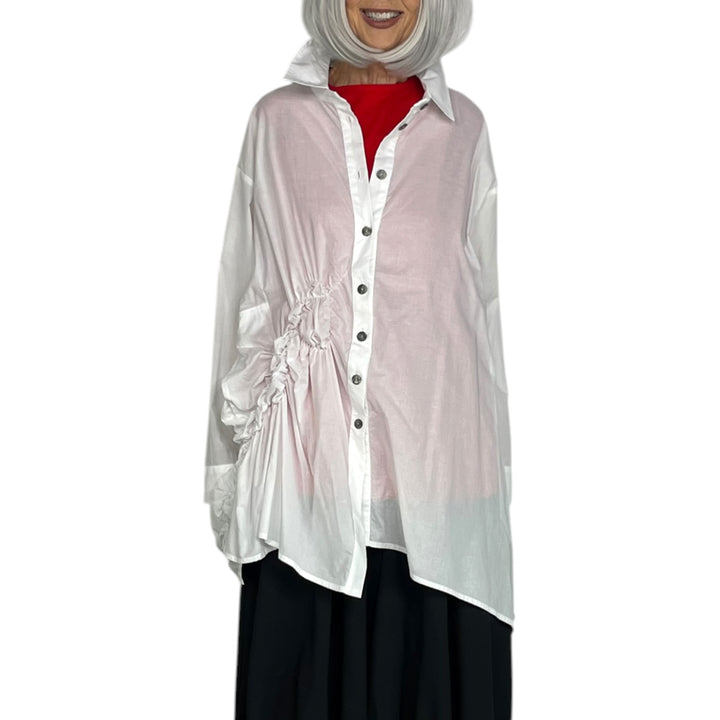 SHIRRED SIDE TUNIC SHIRT
