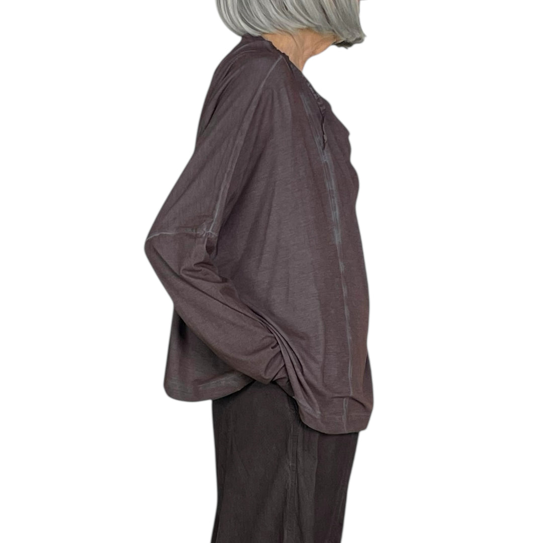 SEAMED COWL NECK TEE