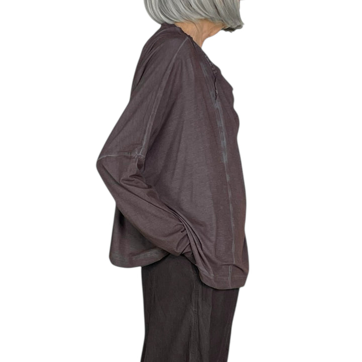 SEAMED COWL NECK TEE
