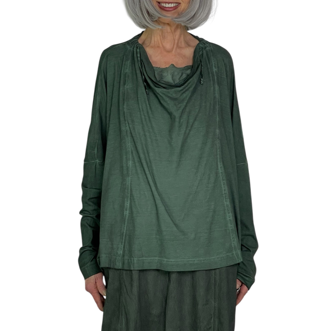 SEAMED COWL NECK TEE
