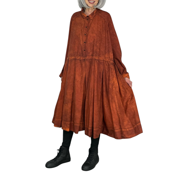 BOX PLEAT POPLIN DRESS