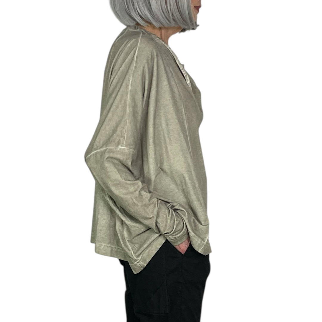 SEAMED COWL NECK TEE