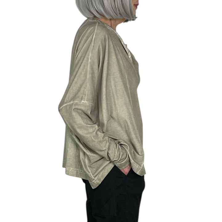 SEAMED COWL NECK TEE