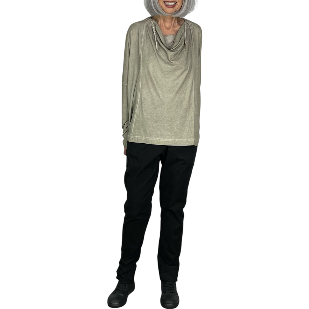 SEAMED COWL NECK TEE