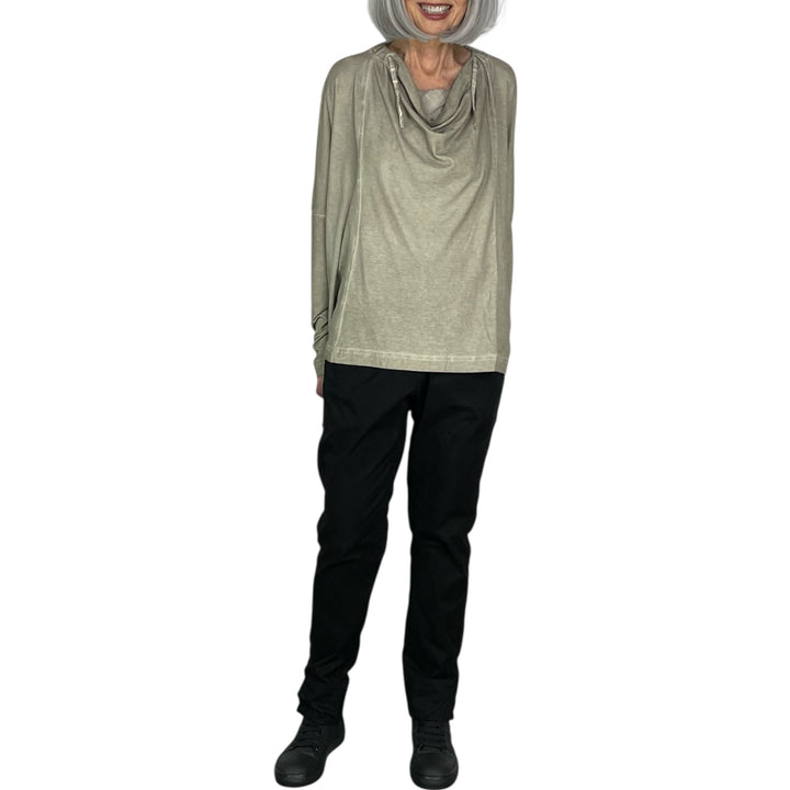 SEAMED COWL NECK TEE