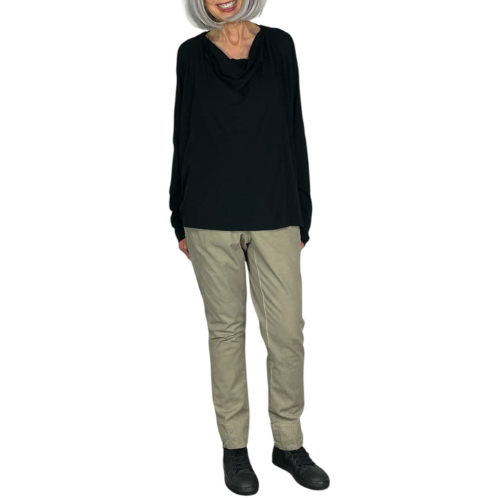 SEAMED COWL NECK TEE