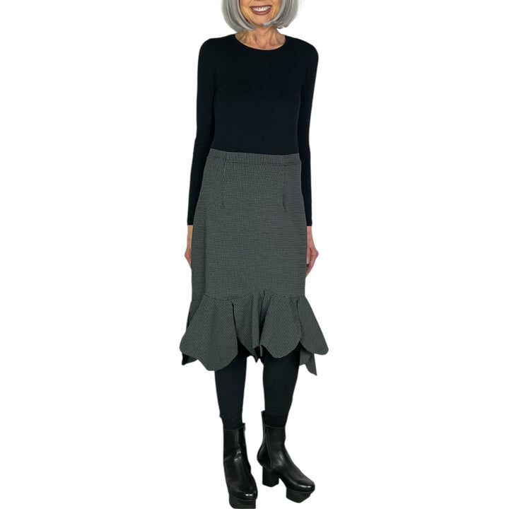 CHECK PRINT PETAL FLOUNCE SKIRT