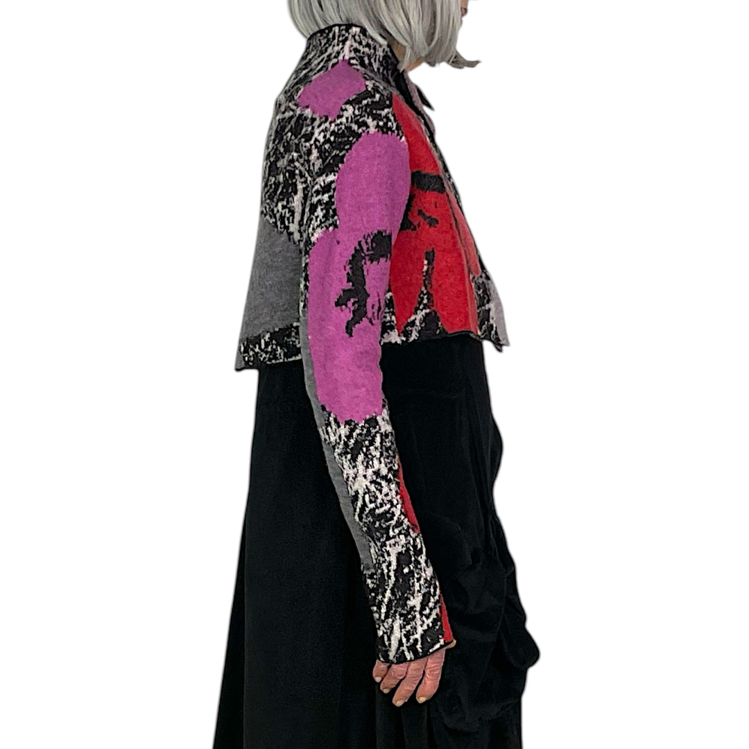 FLORAL INTARSIA KNIT CARDIGAN