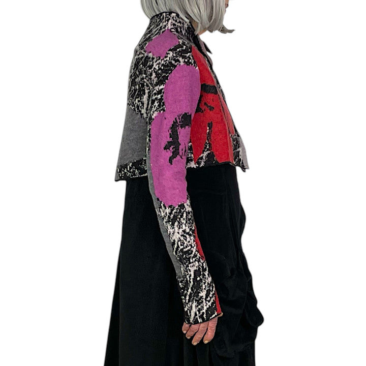 FLORAL INTARSIA KNIT CARDIGAN