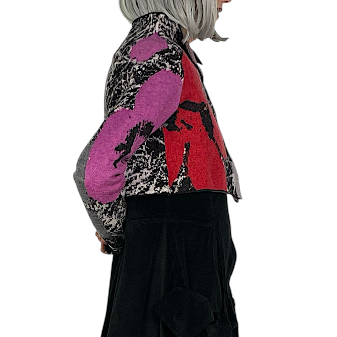 FLORAL INTARSIA KNIT CARDIGAN