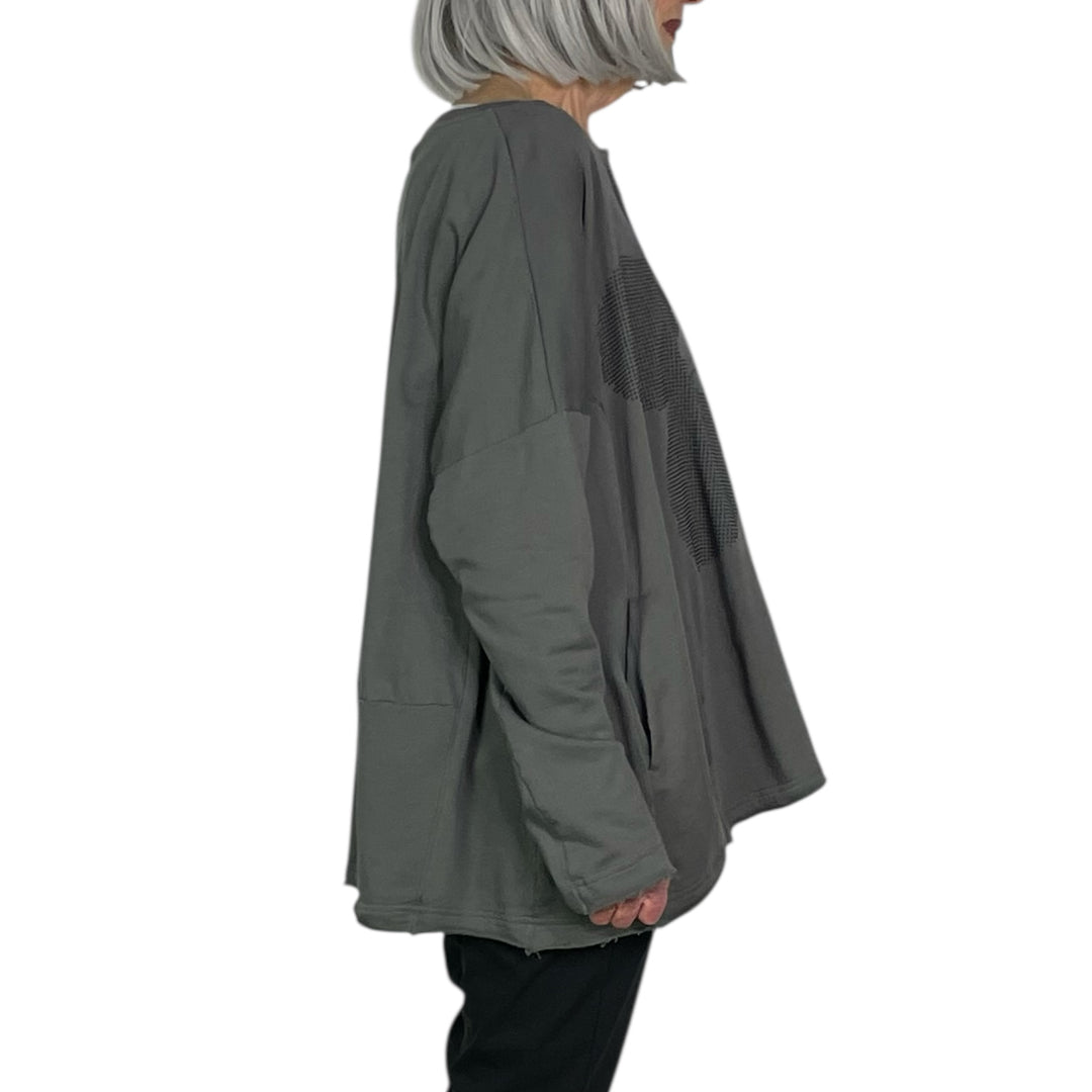 FRENCH TERRY FLOCK PRINTED SWEATSHIRT