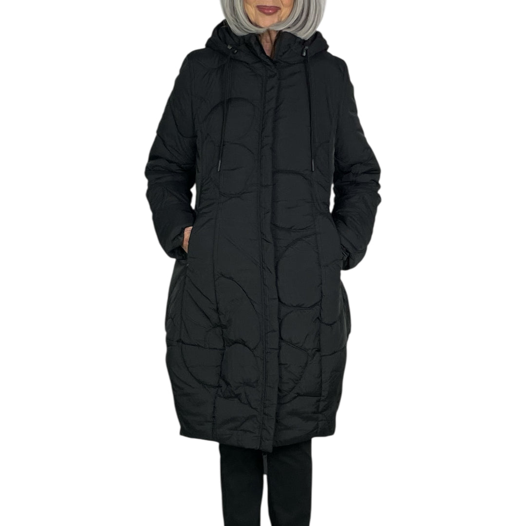 SHAPED QUILTED PUFFER COAT W/HOOD