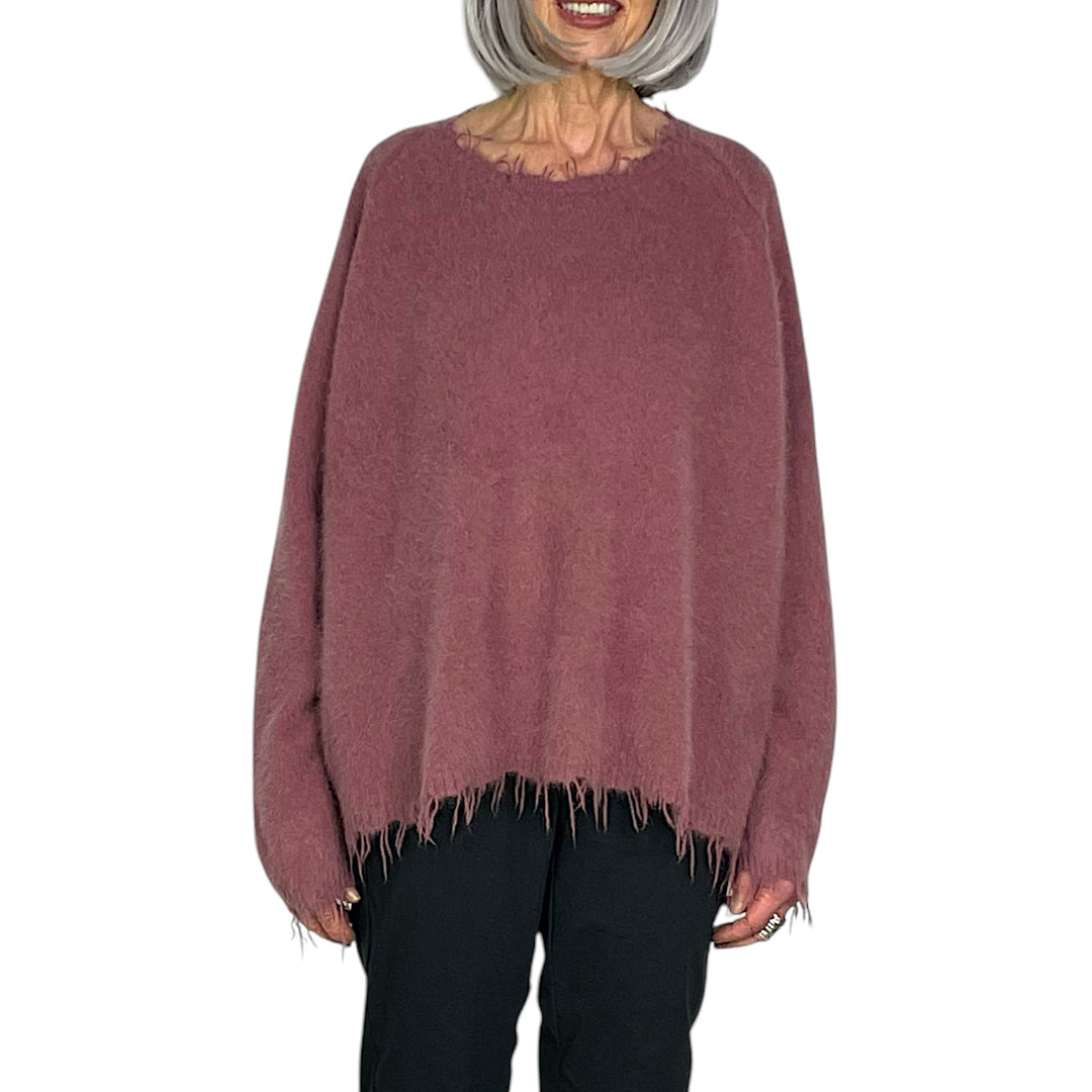 FRINGED EDGE CREWNECK SWEATER
