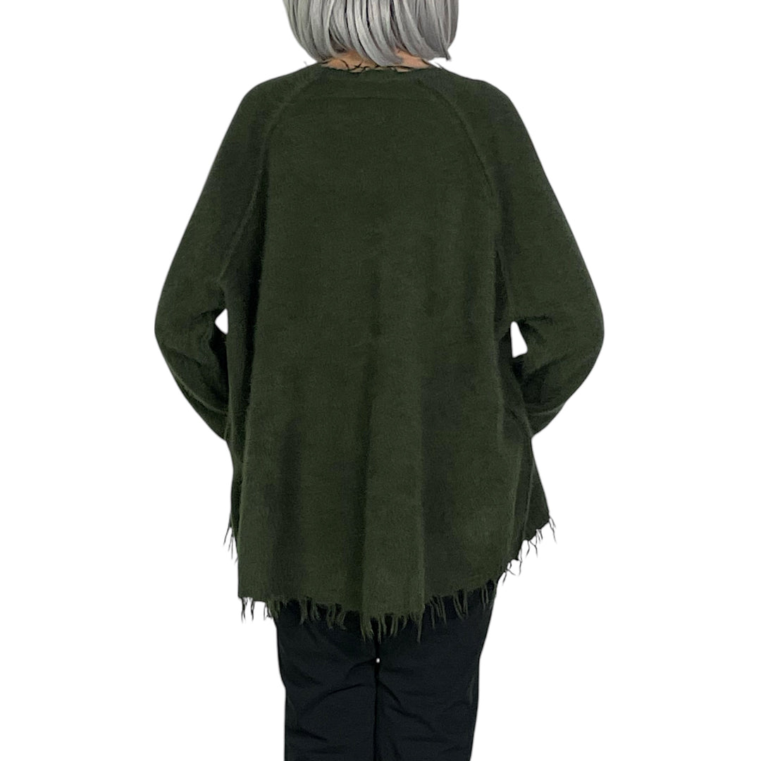 FRINGED EDGE CREWNECK SWEATER