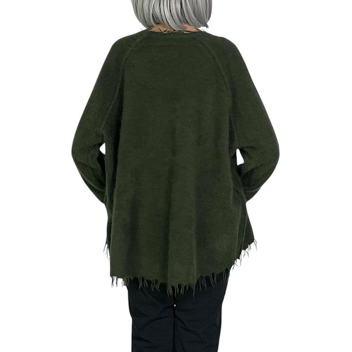 FRINGED EDGE CREWNECK SWEATER