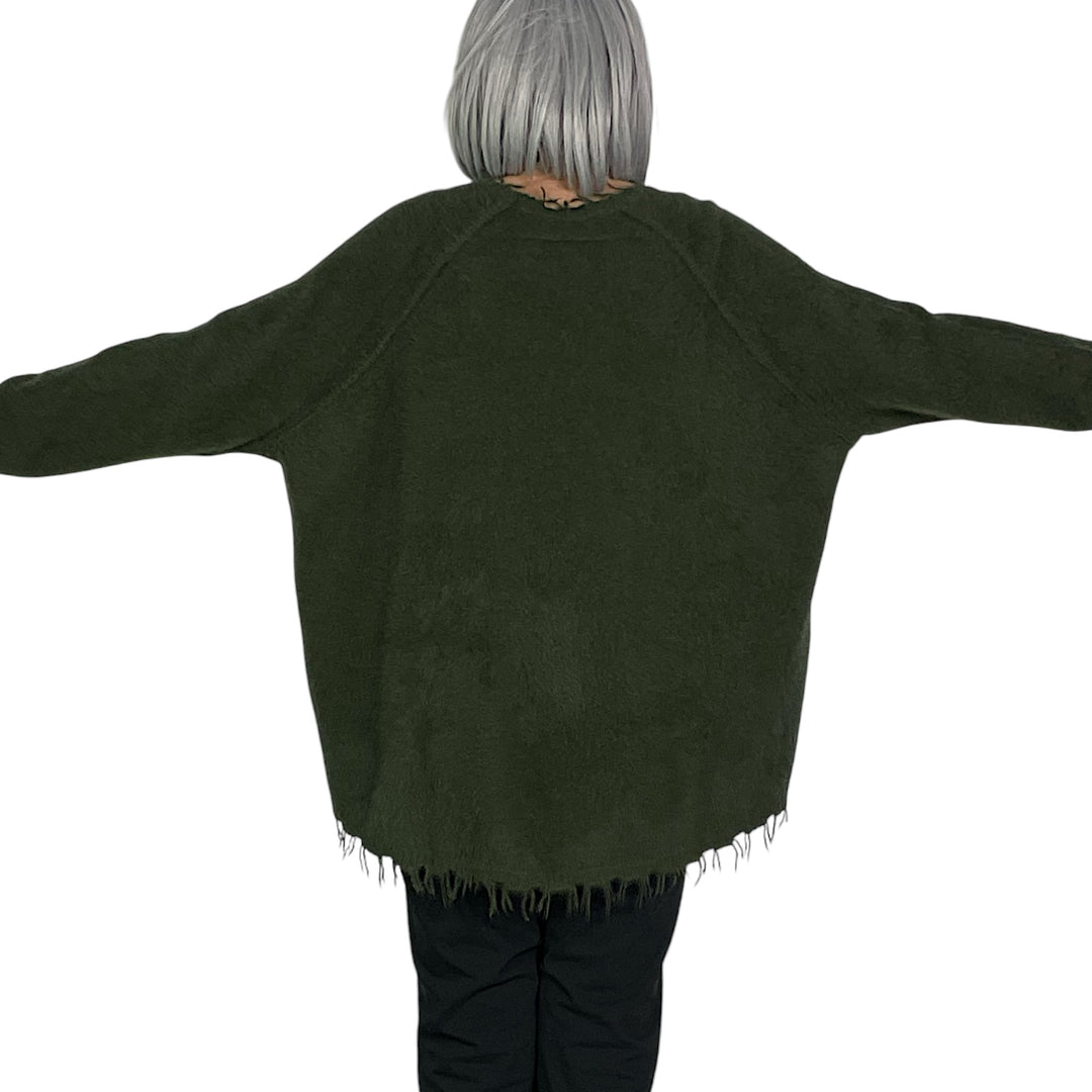 FRINGED EDGE CREWNECK SWEATER