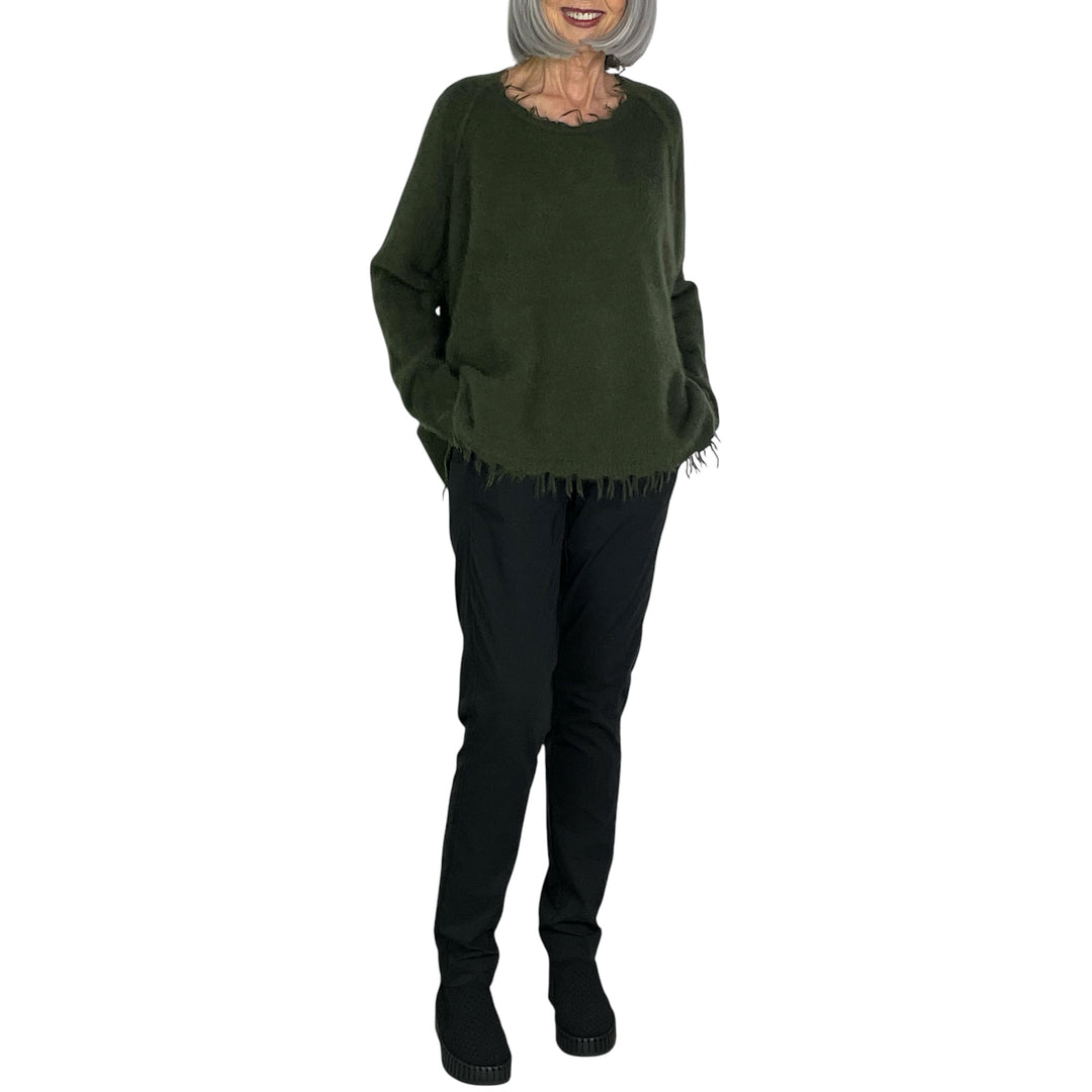 FRINGED EDGE CREWNECK SWEATER