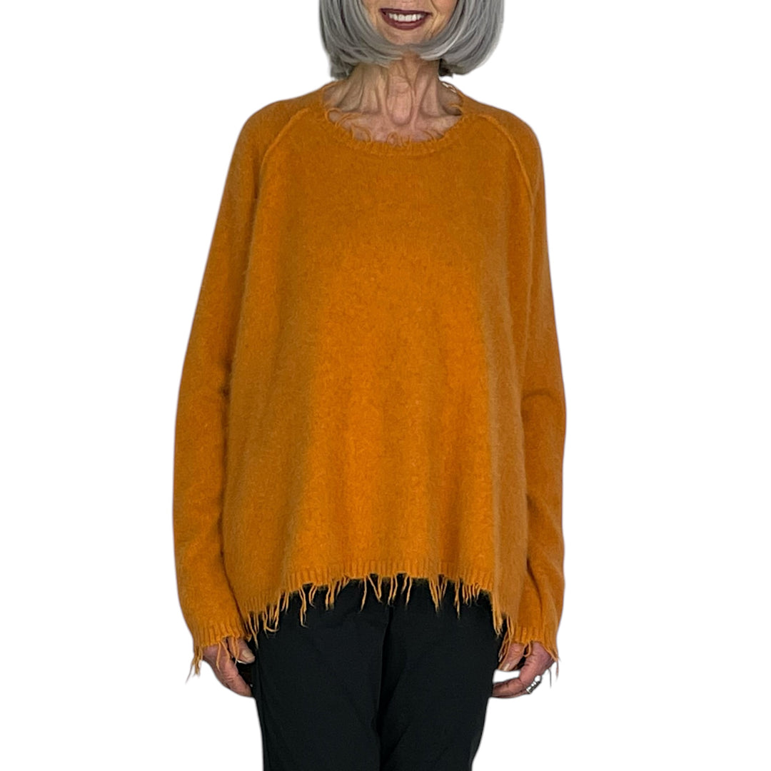FRINGED EDGE CREWNECK SWEATER