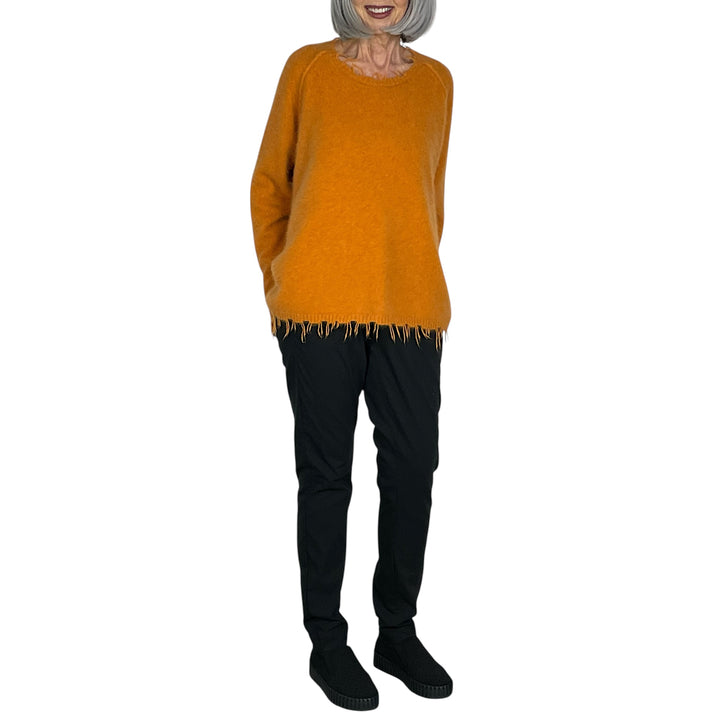 FRINGED EDGE CREWNECK SWEATER