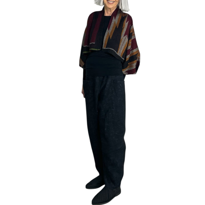 HANDLOOM IKAT W/OMBRE PUFF SLEEVE SHRUG