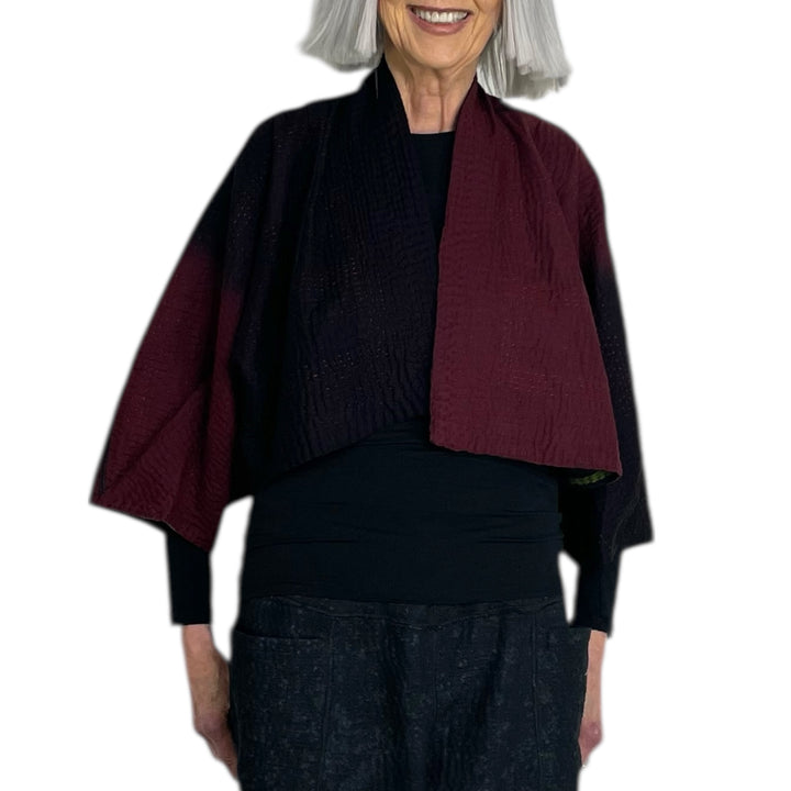 HANDLOOM IKAT W/OMBRE PUFF SLEEVE SHRUG