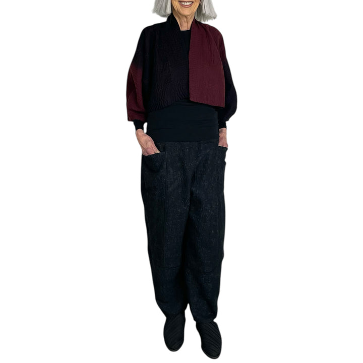 HANDLOOM IKAT W/OMBRE PUFF SLEEVE SHRUG