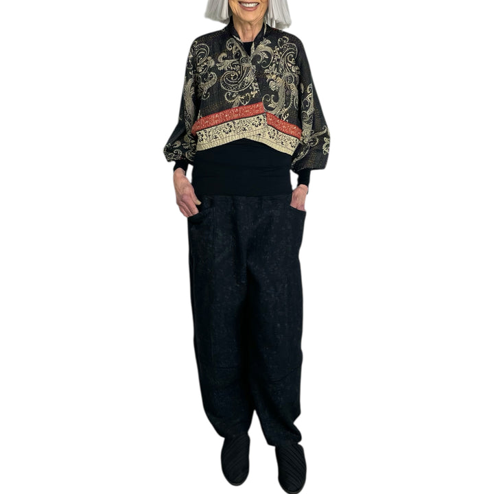 DOT PAISLEY PUFF SLEEVE SHRUG