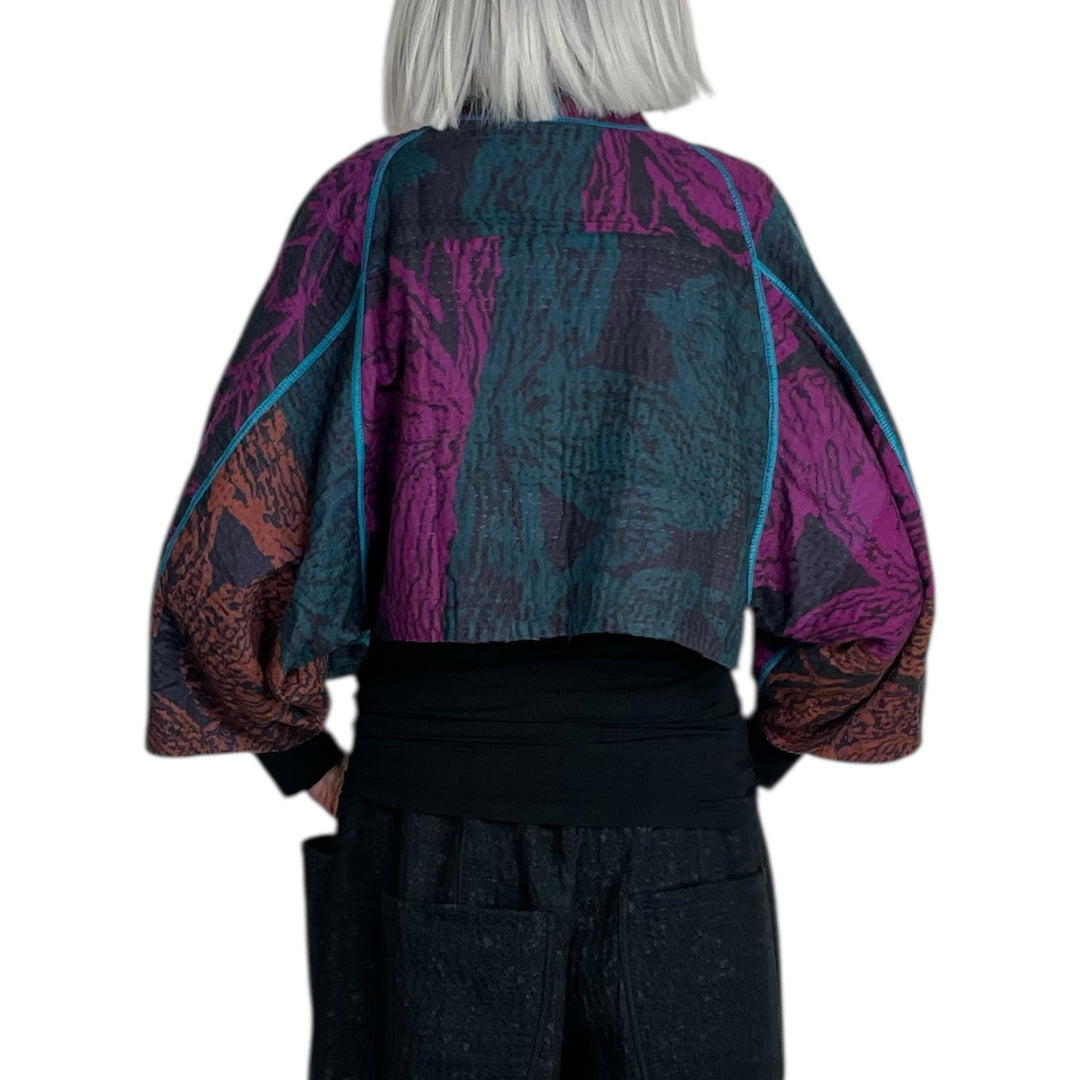 NIGHT FLOWERS PUFF SLEEVE SHRUG
