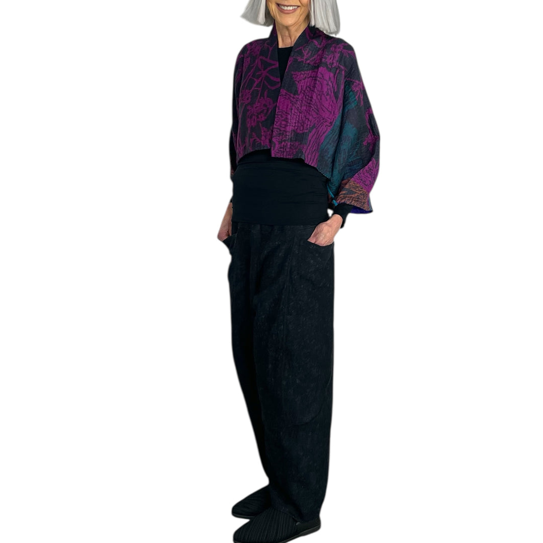 NIGHT FLOWERS PUFF SLEEVE SHRUG