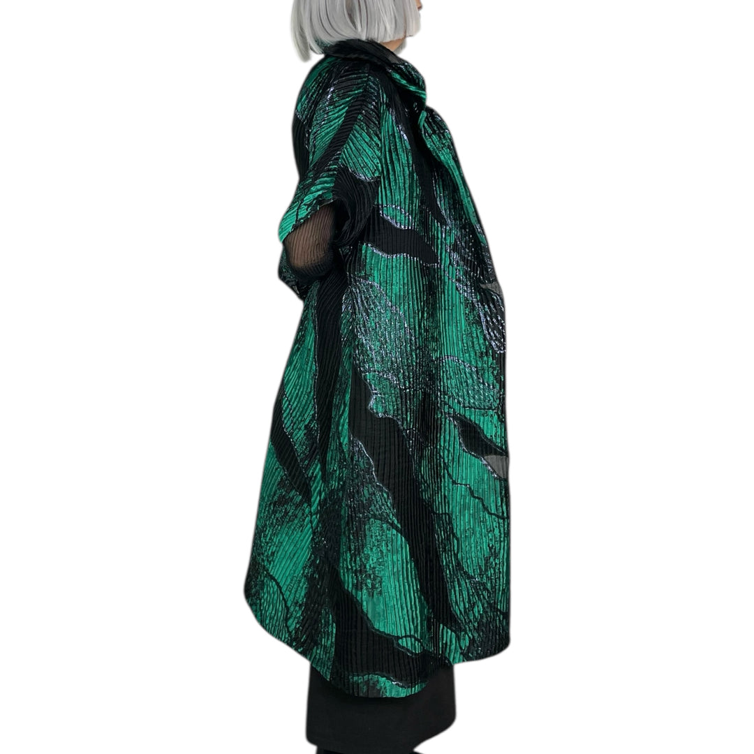 BROCADE/SHEER KIMONO COAT