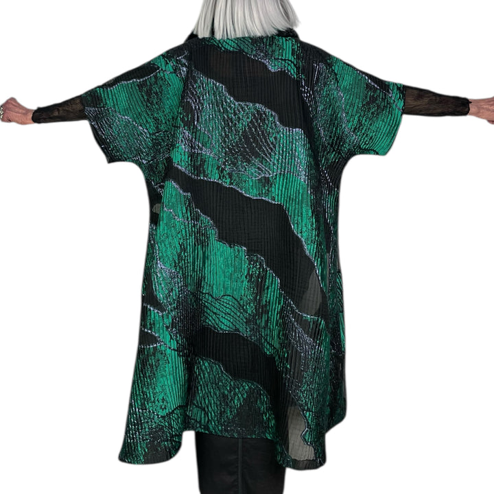 BROCADE/SHEER KIMONO COAT