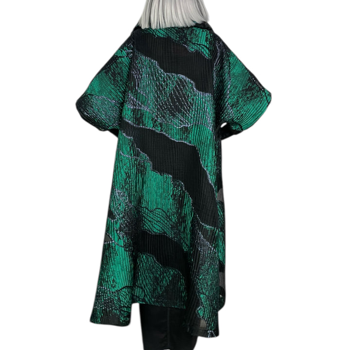 BROCADE/SHEER KIMONO COAT