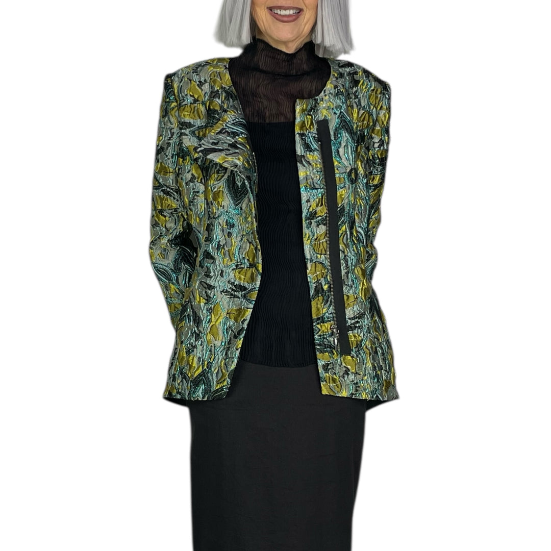 BROCADE ZIP FRONT SHAPED JACKET