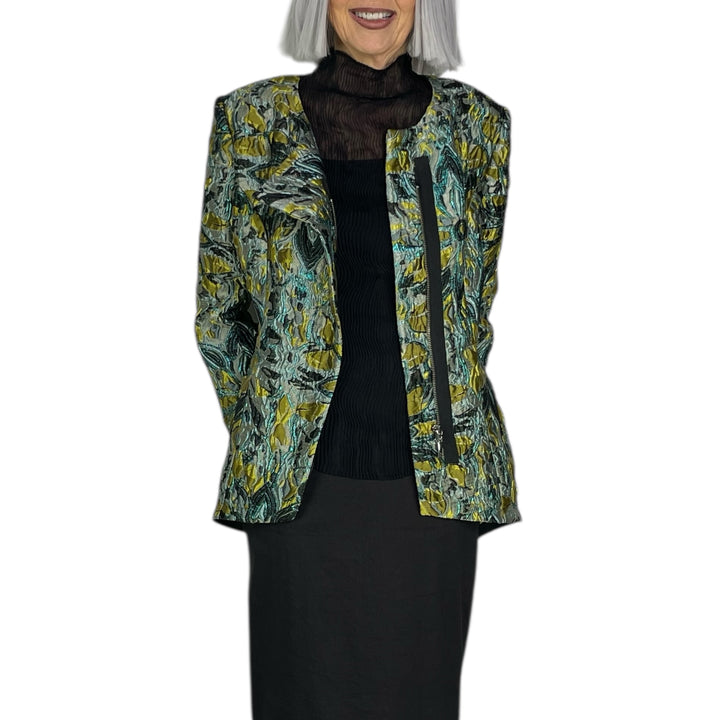 BROCADE ZIP FRONT SHAPED JACKET