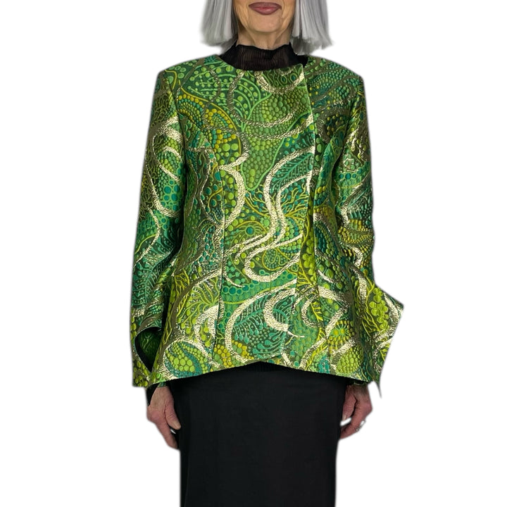 BROCADE ZIP FRONT SHAPED JACKET