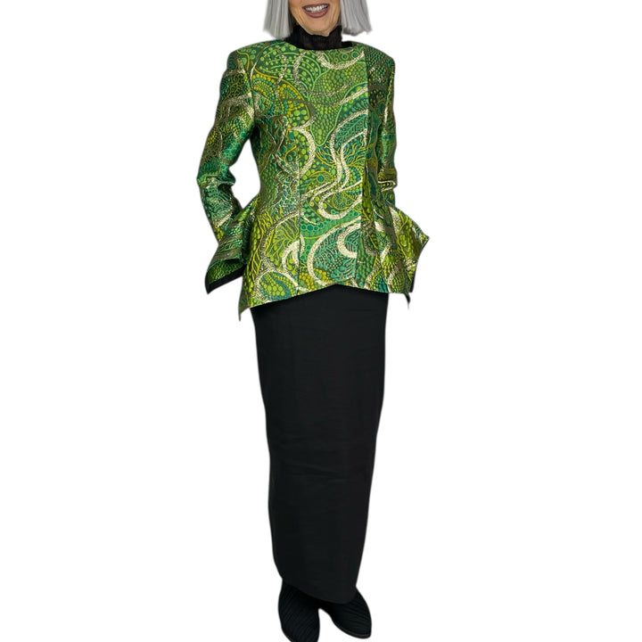 BROCADE ZIP FRONT SHAPED JACKET