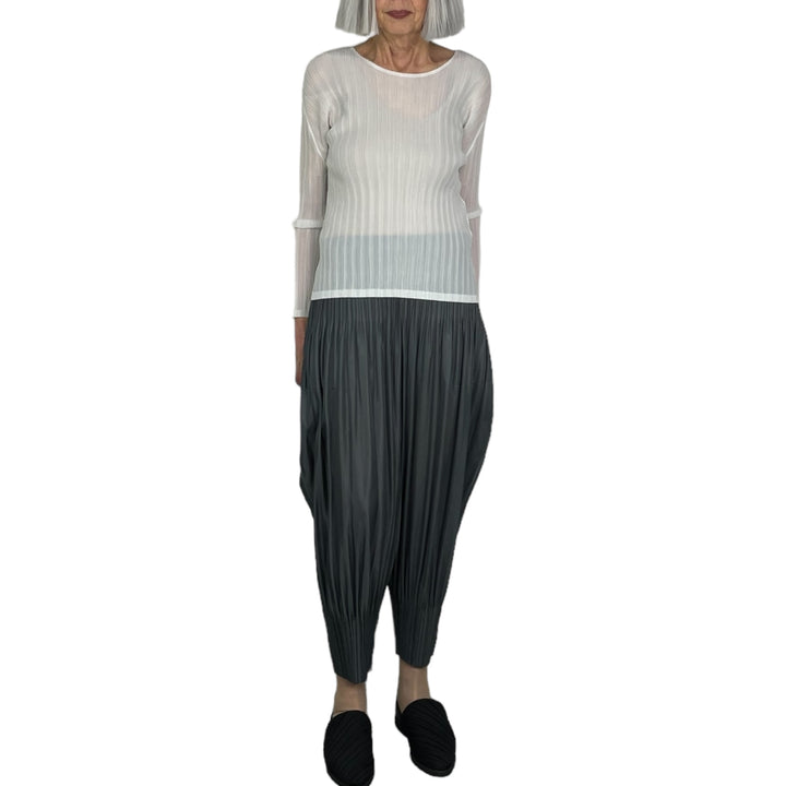 RIB PLEATS BASICS CREWNECK TOP