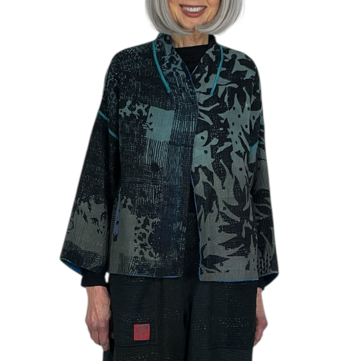 TWILIGHT PRINT STAND COLLAR CROP JACKET